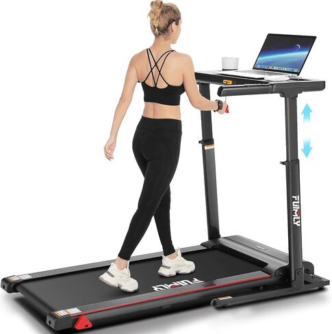 حلقة مفرغة مع محطة عمل مكتبية وارتفاع قابل للتعديل ، وسعة وزن 300 رطل ، ومطحنة قابلة للطي مع ميل 3 ، ومكبر صوت وتطبيق بلوتوث ، وسادة المشي بحجم 2.5 حصان مع سطح مكتب للمكتب المنزلي in Kuwait