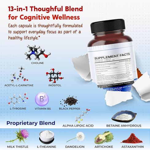 Ultra Choline, Acetyl-L-Carnitine, Inositol & L-Tyrosine – Daily Supplement for Executive Focus & Metabolic Harmony – Made in The USA – 150 Capsules in Saudi Arabia