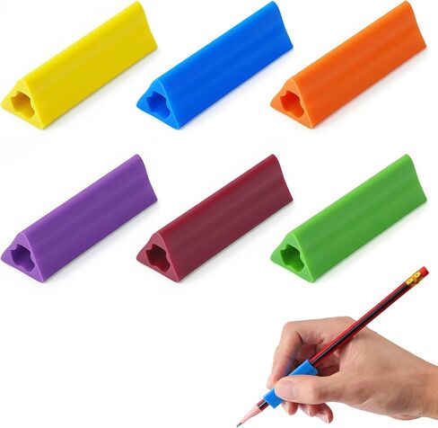 6 PCS مثلث القلم الرصاص قبضة قلم رصاص ، قبضة قلم رصاص للأطفال خط اليد ، قبضة قلم رصاص للبالغين ، ألوان زاهية متنوعة ، طولها 1.73 بوصة in Kuwait