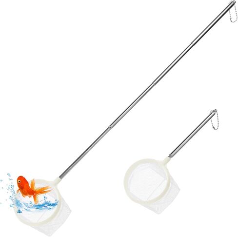 Fish Net for Fish Tank, 2Pack White 3Inch Fine Mesh Aquarium Net Aquarium Shrimp Nets with Extendable Stainless Steel Handle Small Tank Tool for Shrimp Bettas Square Round Debris Skimming Nets in Saudi Arabia