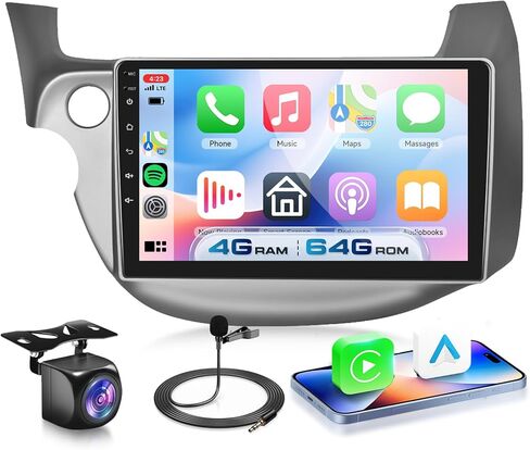 [8 CORE 6G+128G] راديو سيارة Honda Fit 2008-2013 مع Carplay لاسلكي/Android Auto، 10.1 بوصة Android 13 IPS شاشة تعمل باللمس ستيريو سيارة، بلوتوث، GPS Navi، WiFi، SWC، DSP + كاميرا احتياطية in Kuwait