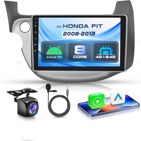 [8 CORE 6G+128G] راديو سيارة Honda Fit 2008-2013 مع Carplay لاسلكي/Android Auto، 10.1 بوصة Android 13 IPS شاشة تعمل باللمس ستيريو سيارة، بلوتوث، GPS Navi، WiFi، SWC، DSP + كاميرا احتياطية in Kuwait