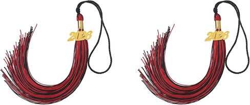 D DODOU 2 Pieces Graduation Tassel with 2025 Year Charm, Double Color Tassel with Gold Date Drop, Multiple Color Graduation Cap Tassel (Red Royal Blue White) in Saudi Arabia