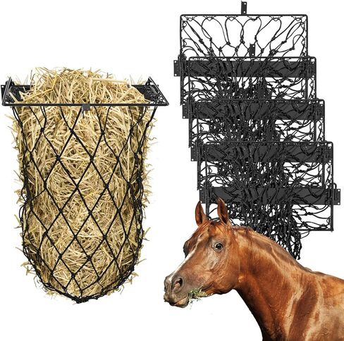 2 Set Wall Mount Hay Feeder with Net Collapsible Hay Rack with Net Slow Feeder for Horses Goats in Saudi Arabia