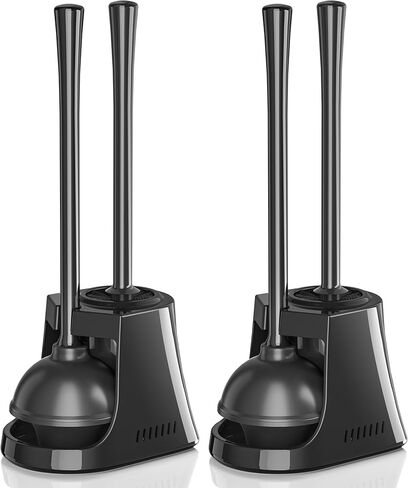 Toilet Plunger and Brush, Bowl Brush and Heavy Duty Toilet Plunger Set with Ventilated Holder, 2-in-1 Toilet Brush and Plunger Combo for Bathroom Cleaning（2 Pack, White） in Kuwait