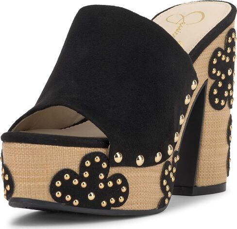 Jessica Simpson Women's Shelbie Block Heel Platform Heeled Sandal, Dark Black, 5 in Saudi Arabia