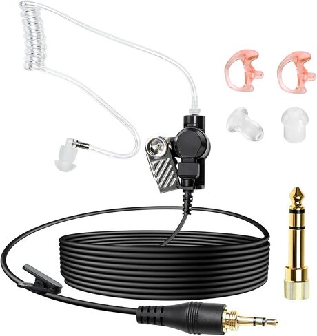 WODASEN IFB Earpiece 3.5mm Anchor Broadcaster in Ear Monitor Used On Stage On Camera Professional Earset w/ 1/4'' Connector for iPhone Android Telex Lecstronics Clear-Com Comrex (Black) in Saudi Arabia
