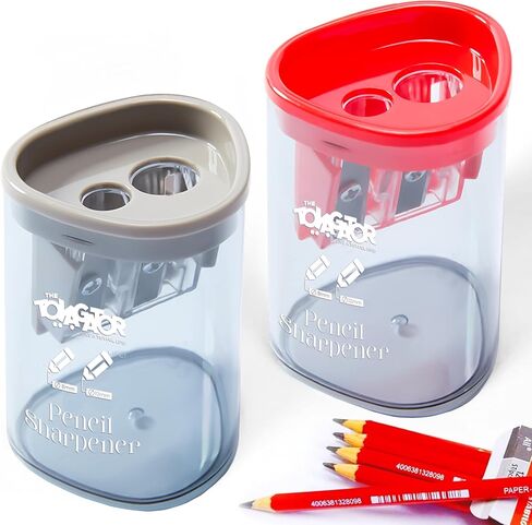 Pencil Sharpener - Dual Hole Premium Quality Shailing لأقلام الرصاص ذات الألوان الكبير والمكياج - محمولة القلم الرصاص للأطفال والفنانين والمكاتب (تناسب أقلام أقل من 8-12 مم ، حزمة 02) in Kuwait