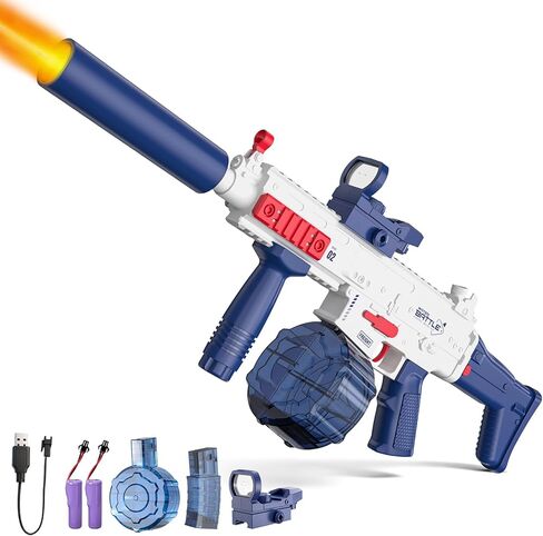 بندقية المياه الكهربائية مع الإضاءة ، مسدس المياه التلقائي ، مسدس بخ من 32 قدم المدى ، لعبة الرماية في الهواء الطلق مع بطاريتين وخزانات مياه ، هدية مثالية في الصيف المائي للأطفال والبالغين. in Kuwait