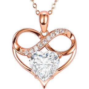 ousralia Infinity Love Heart Necklace Pendant Necklaces Gifts Heart Birthstone Necklace for Mom Wife Girlfriend Her on Anniversary Mothers Day Valentines Day Christmas Birthday Gifts for Women