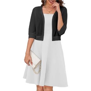 a.Jesdani Women Puff Sleeve Bolero Shrug Open Front Summer Cropped Sheer Jackets Cardigan S-1X