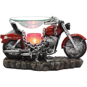 Ebros Red Vintage Motorcycle Classic Chopper Bike Electric Oil Burner Or Tart Warmer Decor Statue 9.5" Long Home Fragrance Aroma Accessory Decor Figurine