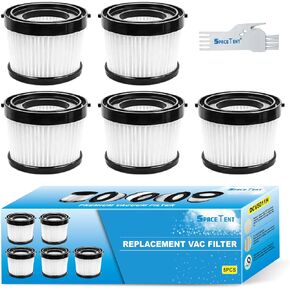 SpaceTent 5 Pack DCV5011H HEPA Replacement Filters compatible with DEWALT DCV501HB Dry Cordless Handheld Vacuum.