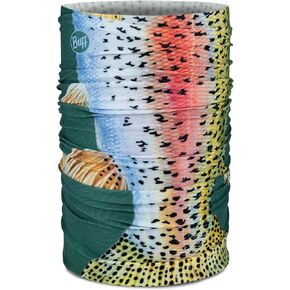 BUFF One Size CoolNet UV+ Multifunctional Headwear and Face Mask, Fishing and Hunting Designs, Tjohnson Circling Trout Brown, Adult Size