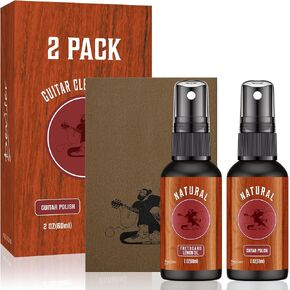 Guitar Cleaner Spray 2 PACK,All IN ONE Kit,fretboard Lemon oil,Guitar Polish,Cleaning cloth for guitar cleaning and maintenance 2OZ Acoustic,Electric,Bass,Ukulele in Kuwait
