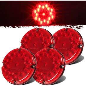 Partsam 4Pcs Red 7" Round Bus Stop Brake Tail Lights STT 17 LED Sealed LED Stop/Turn/Tail School Bus Light for Trucks Trailers Towing RVs Buses ATVs Utility Vehicles