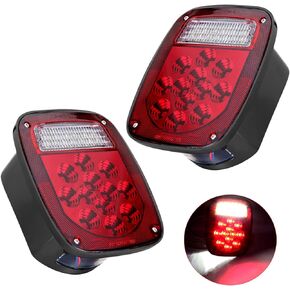 VINAUO RV Tail Lights, 39 LED Trailer Light Kit, Stop Turn Tail Trailer Lights for Jeep CJ YJ JK Truck Trailer Boat RV, 12V Red/White Trailer Light LED Kit(Pack of 2)