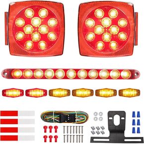 Serlainxin Trailer Light Kit, IP68 Waterproof Boat Trailer Lights, Multi-Purpose Commercial Tail Lights with 25ft Wiring Harness Kit for Marine, Utility Trailer Under and Over 80"