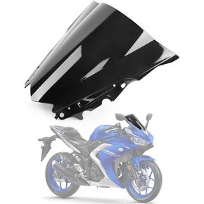 Windshield Windscreen Double Bubble for Yamaha YZF R3 R25 2014-2018 2014 2015 2016 2017 2018 (Black)