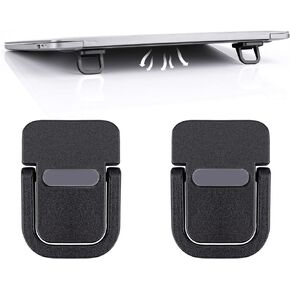 2PCS Portable Keyboard Riser, Self-Adhesive Mini Laptop Stand Invisible Computer Keyboard Stand for Desk, Laptop Feet Compatible with Pro/Air, Lenovo, Surface (Black)