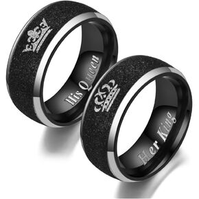 Couple Rings for Bf Gf His Queen Her King Ring Wedding Band Rings Matching Stainless Steel Couple Rings I Love You Rings Relationship Rings for Distance Jewelry Gifts