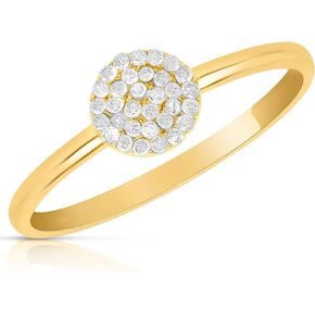 MAX + STONE Solid 10k Gold Pave Diamond Ring for Women | Round Shaped White & Yellow Gold Diamond Ring for Women | Real Diamond Promise Ring for Her Gold | Diamond Gold Ring Sizes 6-8