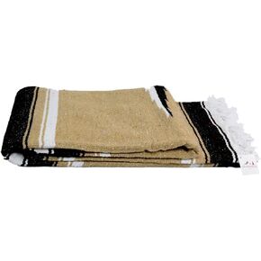 Open Road Goods Brown Mexican Yoga Blanket - Thick Navajo Diamond Serape with Stripes