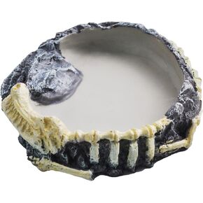 MUYG Reptile Food Water Bowl Resin Rock Reptile Feeding Dish Tortoise Feeder Food and Water Plate Amphibian Drinking Basin Reptile Habitat Tank Accessories for Turtle Lizard Leopard Gecko Chameleon