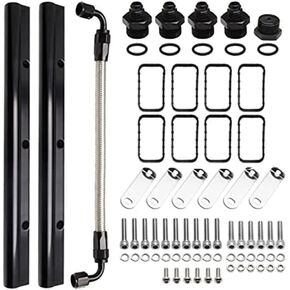 HTRACING Billet Fuel Rail Kit Compatible with LS LS1 LS2 LS3 LS6 Stock Intake Manifold 6AN+Hardware