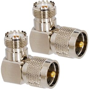 Eagles 2pcs UHF Male PL259 to Female SO239 RF Coaxial Adapter, UHF 90° Right Angle Connector, F Type Female to Male Connector for CB Radio Antenna,Wireless LAN Devices, Coaxial Cable