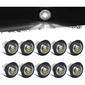 Partsam 10pcs 3/4" White LED Side Marker Bullet Button Light Clear Lens, Sealed Waterproof 3/4 Inch Round LED Clearance Lights Indicatiors w Grommet for Trailer Truck Pickup ATV UTV Caravan RV