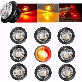 FZSSHYG 10Pcs Dual Color 3/4" Round LED Marker Lights,Amber to Red Waterproof Front Rear Signal Running Tail Lights,Trailer Marker Clearance Lights for Truck RV Car Bus Van Pickup ATV Boat