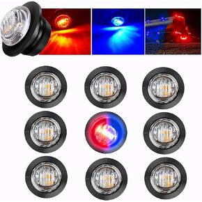 FZSSHYG 10Pcs Dual Color 3/4" Round LED Marker Lights,Amber to Red Waterproof Front Rear Signal Running Tail Lights,Trailer Marker Clearance Lights for Truck RV Car Bus Van Pickup ATV Boat