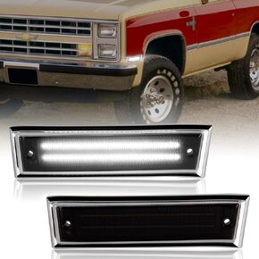Gempro Led Side Marker Light for 1981-1991 Chevy/GMC C/K 10 Truck/Suburban/Blazer/Jimmy Front Bumper Fender Lamps, 2PCS (Smoked Len)