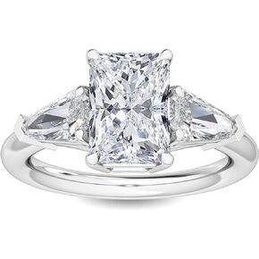 1-5 Carat (ctw) White Gold Radiant,Shield Cut LAB GROWN Diamond Three Stone Engagement Ring (Color D-E Clarity VS1-VS2)