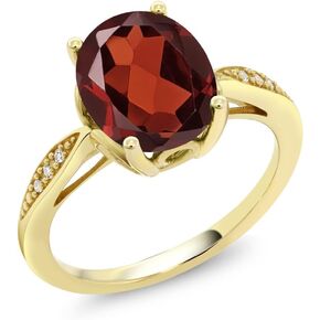 Gem Stone King 14K Yellow Gold Oval Gemstone Birthstone and Diamond Engagement Ring | Oval 10X8MM | Wedding Engagement Anniversary Promise Gold Ring For Women