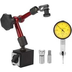 Dial Indicator,Flexible Strong Magnetic Gauge Stand Base Holder + Lever Dial Test Indicator Gauge for Surface Measuring