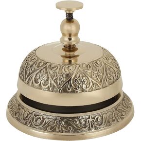 Zap Impex Desk Bell Antique Brass Metal Call Bell, Desk Bell, Office Bell Gift item