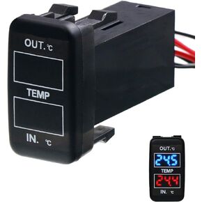 Car Internal and External Temperature Display, Fahrenheit Temperature, Dual Temperature Sensors Use for Toyota Hilux VIGO,Coaster,Corolla ex,Yaris(Type B)