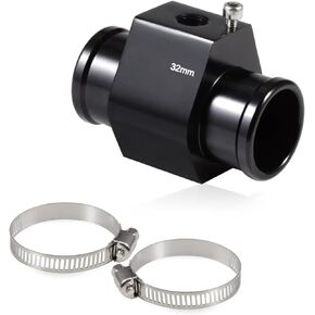 SPEEDWOX 38mm 1-1/2 Inch Water Coolant Temperature Sensor Adapter, Joint Pipe Radiator Sensor Adaptor with 2 Pcs Stainless Steel Hose Clamps, Radiator Hose Adapter for Temp Sensor and Gauge(Black)