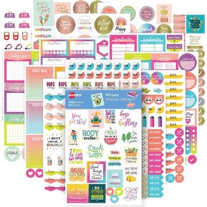 Avery Fitness Planner Stickers Pack, 30 Sheets of Health and Fitness Stickers, Set of 1,362 Stickers for Your Planner, Journal or Calendar (6787)