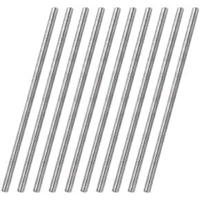 LOYORTY 10Pcs M10 x 250mm 304 Stainless Steel Fully Threaded Rods, Threaded Rod Bars Studs, Fits for Anchor Bolts, Clamps, Hangers, U-Bolts