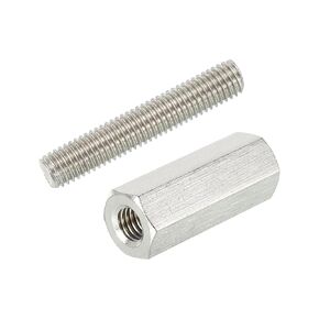 MECCANIXITY Fully Threaded Rod 10pcs M10x55mm 304 Stainless Steel Right-Hand Threads with M6 x 45mm Hex Coupling Nuts 2pcs