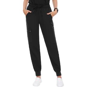 fitglam Women's Medical Scrub Pants Healthcare Cargo Joggers for Women Elastic Waistband with Drawstring Slim Fit 6 Pockets