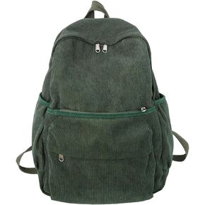 Aesthetic Backpack Cute Backpack Corduroy Backpack School Supplies Laptop Bag for Teens Girls Women Students Solid Color(Black)