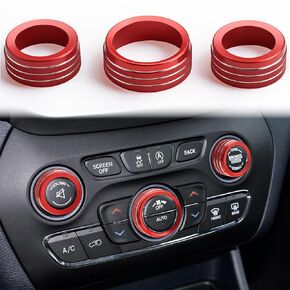 Auovo Volume Tune Air Conditioner Knob Covers Compatible with Durango 2014-2020, Grand Cherokee 2014-2021 Car Interior Trim Knob Cover Air Conditioning Switch Volume Controller Rings (B-Long, Black)
