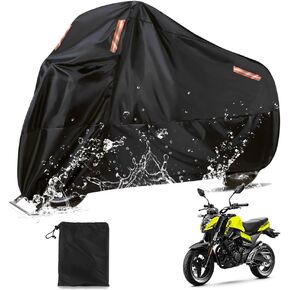 BIHEE Motorcycle Cover Waterproof Motorbike Cover All Season 190T Durable Night Reflective Snow Cover with Lock-Holes & Storage Bag Vehicle Cover for Outdoor 96 x 41 x 49 inches,XXL