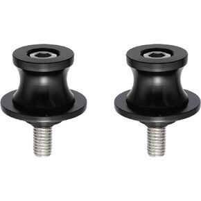 X AUTOHAUX 2 Pcs 8mm Metal Motorcycle Swing Arm Spool Rear Stand Swing Arm Spool Sliders Black