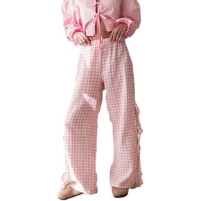 DSORVICD Women Y2k Striped Lounge Pants Casual Drawstring Elastic Waist Wide Leg Pajamas Pants Loose Fit Going Out Trousers
