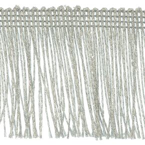 Trims By The Yard 2" Glitter Chainette Fringe Trim, Polyester-Made Decorative Fringe Trim, for Costumes, Home Decor, and Festive Items, Durable Fringes, 5-Yard Cut, Metallic Silver